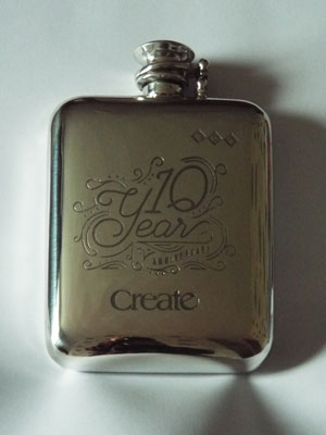 Commissioned 10 year anniversary pewter flask