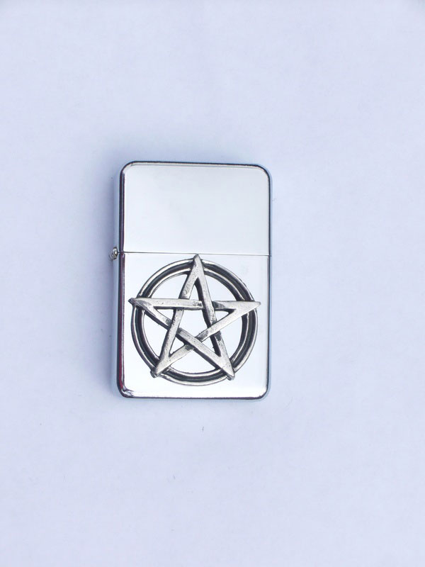 Petrol Lighter with Pewter Pentagram Badge (LP1)