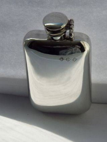 6oz Sheffield Pewter Hip Flask with Captive Top (F002)