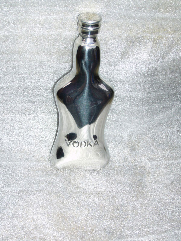 5oz Pewter Bottle Flask Embossed with "Vodka" (F038)