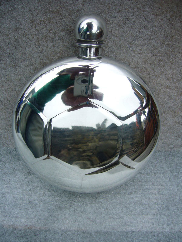6oz Round Football (Soccer) Pewter Flask (F045)