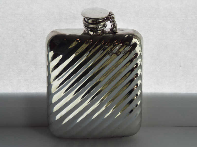 pewter Saddle flask with captive top  FREE FUNNEL Sheffield Pewter Craft 