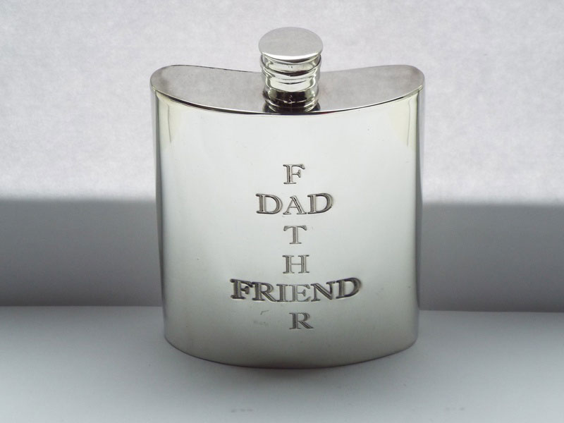 6oz Pewter Flask Engraved with "Father, Dad, Friend" (F080)