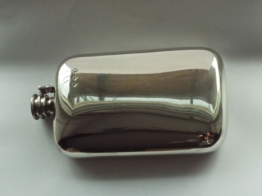 16oz Stamped Pewter Flask with Captive Top (F094)