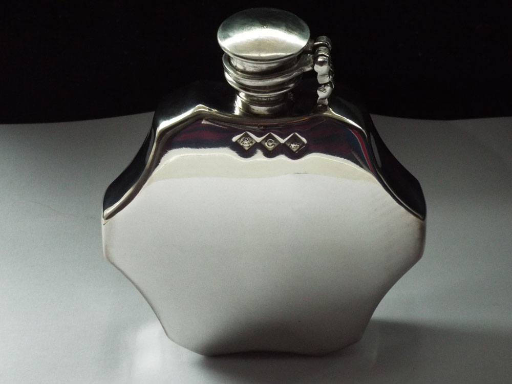 4oz Dodecagon Shaped Pewter Flask with Captive top (F095)